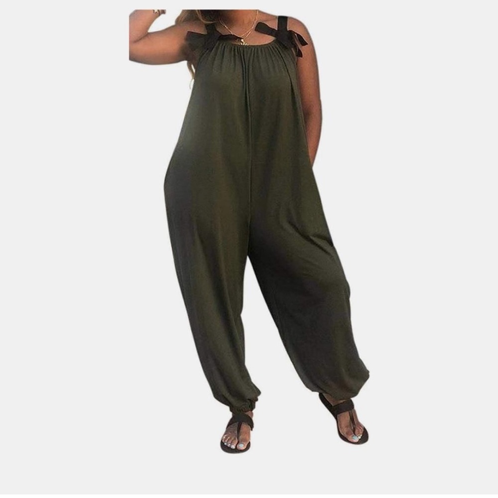 Olive Green Baggy Harem Romper